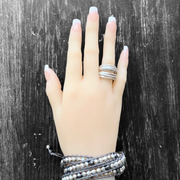 18K White Gold Diamond Ring Wide Band New - Picture 7 of 11